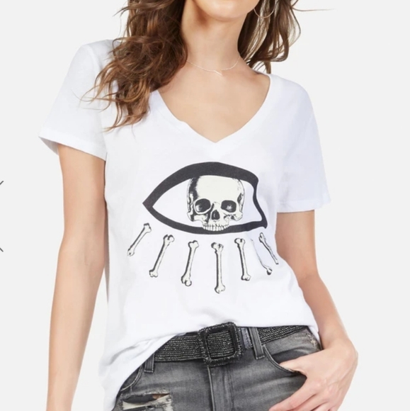 LAUREN MOSHI Skull V-neck Tee - Picture 1 of 7